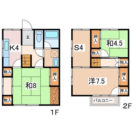 南大町駅 徒歩7分 1-2階の物件間取画像